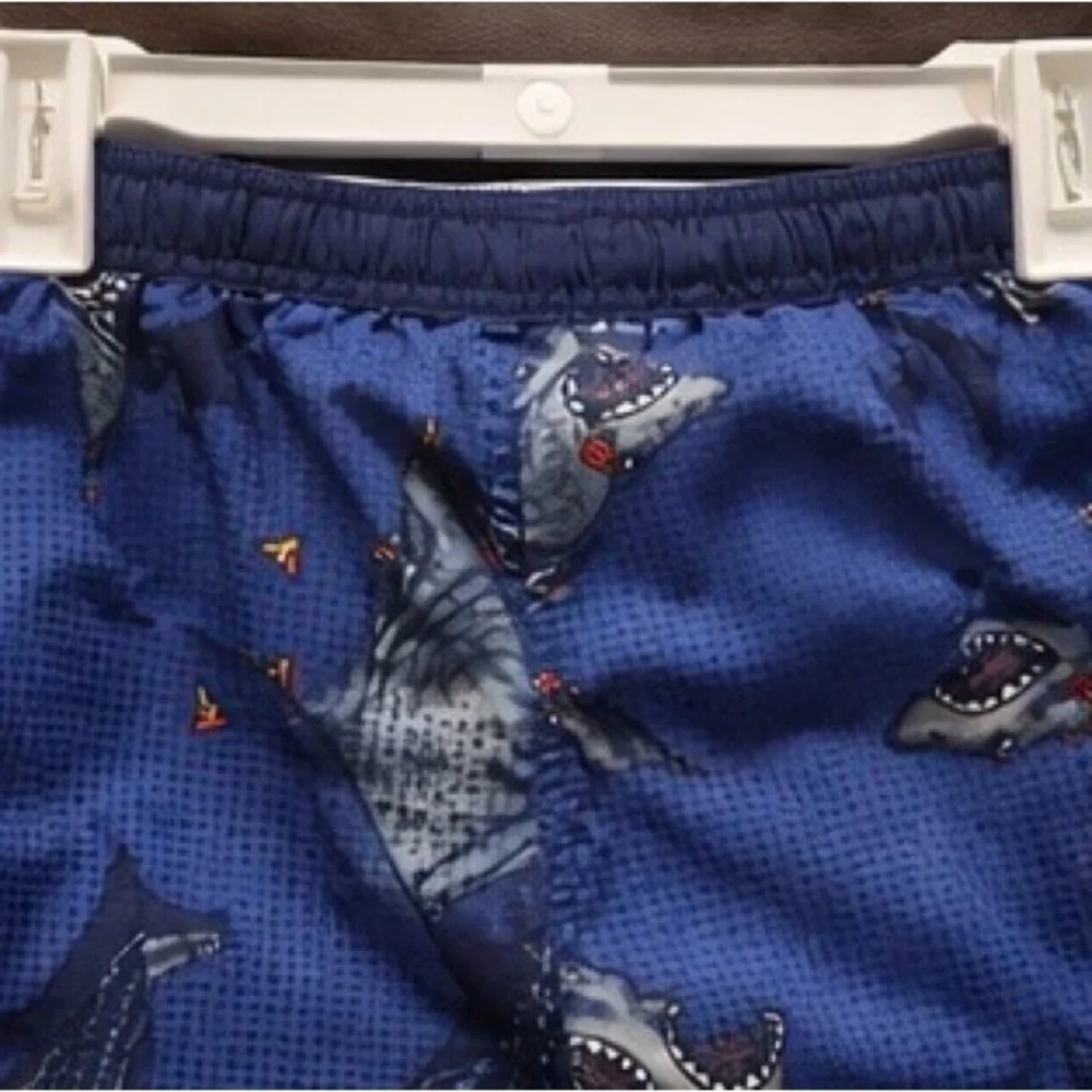 Cat & Jack Boys Shark Swim Trunks S (6/7) Blue NWT